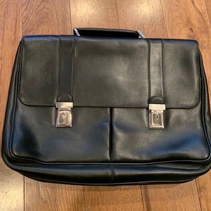 Black leather briefcase